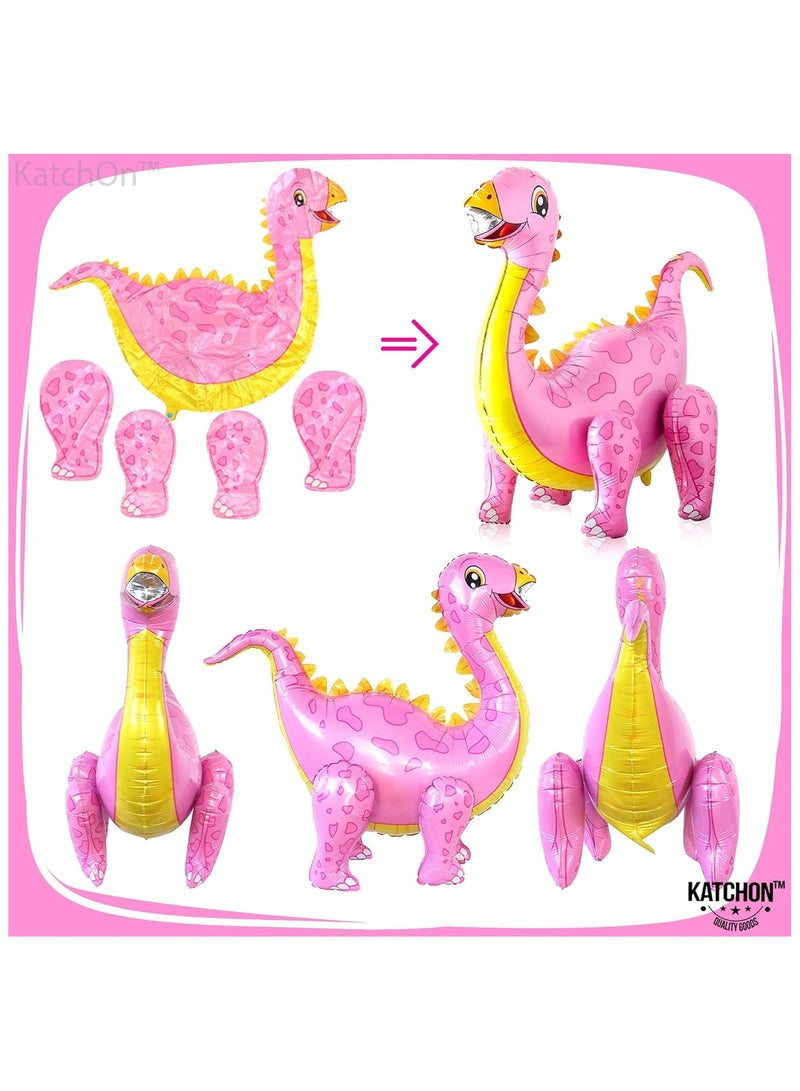 KatchOn, Large Pink Dinosaur Balloon Girl - 35 Inch | Pink Dinosaur Party Supplies | Self Standing Girl Dinosaur Balloons for Birthday Party - Image 5